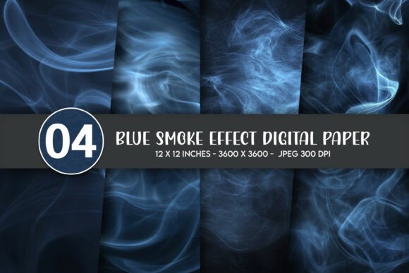 Blue Smoke Effect Digital Paper for Creative Projects