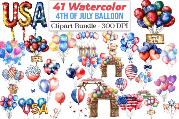 Elevate Your Summer Projects with Watercolor 4th of July Balloon Clipart