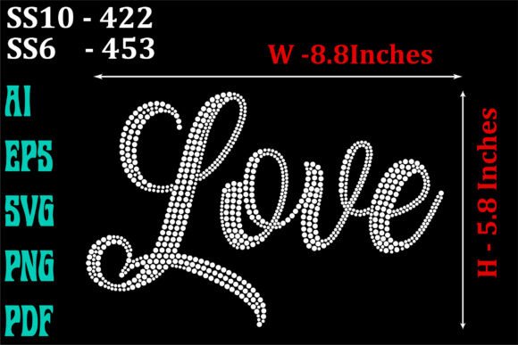 Love Text Rhinestones Template: A Sparkling Design Asset