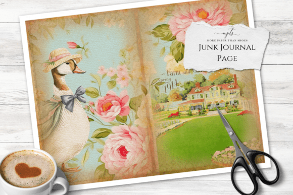 The Goose on the Loose Junk Journal Page: A Whimsical Design Asset
