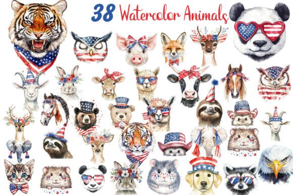 Watercolor Animal 4th of July Clipart: A Creative Toolkit